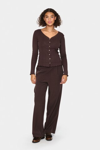 SAINT TROPEZ Knit cardigan 'Gru' in Brown