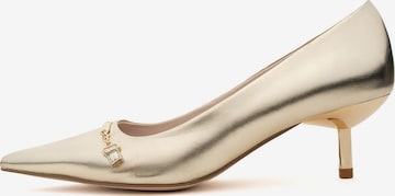 Escarpins Gattinoni en or : devant