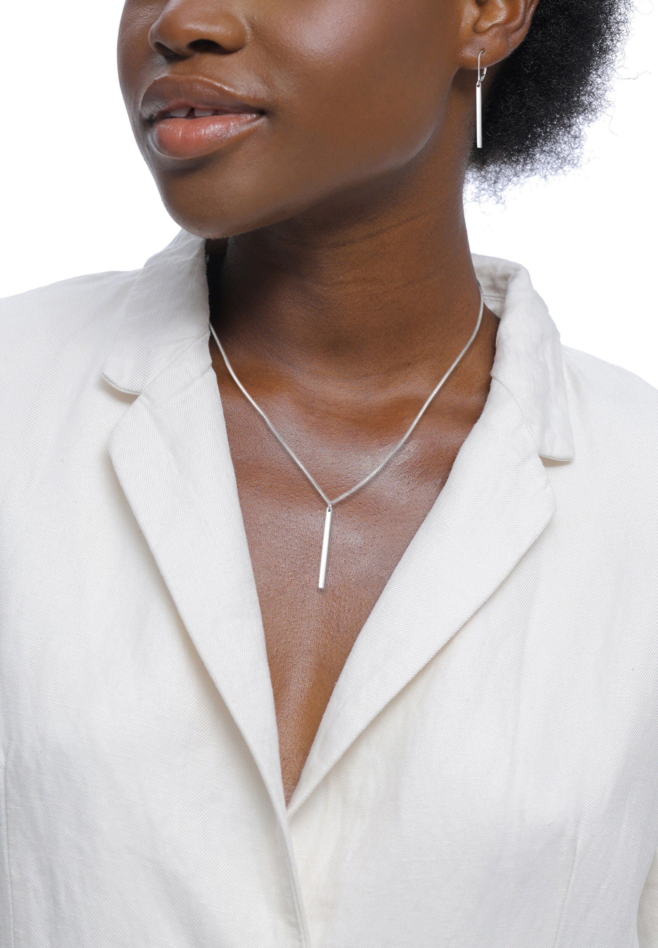 ELLI Sieraden set 'Geo' in Zilver: voorkant