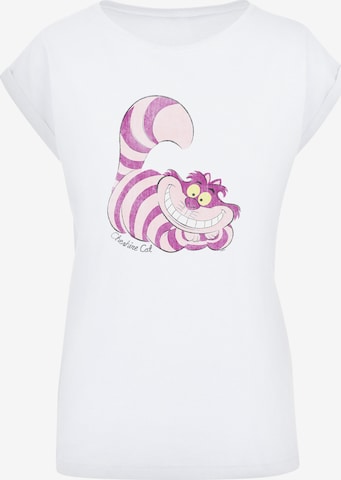 F4NT4STIC Shirt 'Disney Alice im Wunderland Cheshire Cat' in White: front