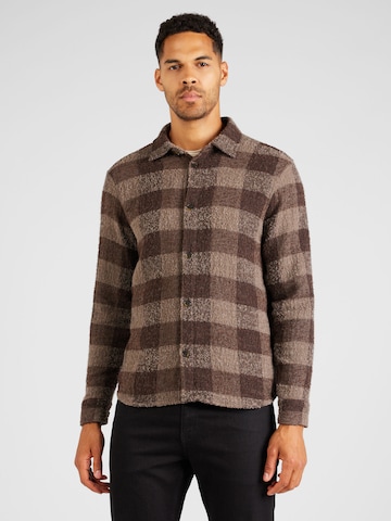 Les Deux Regular fit Button Up Shirt in Brown: front