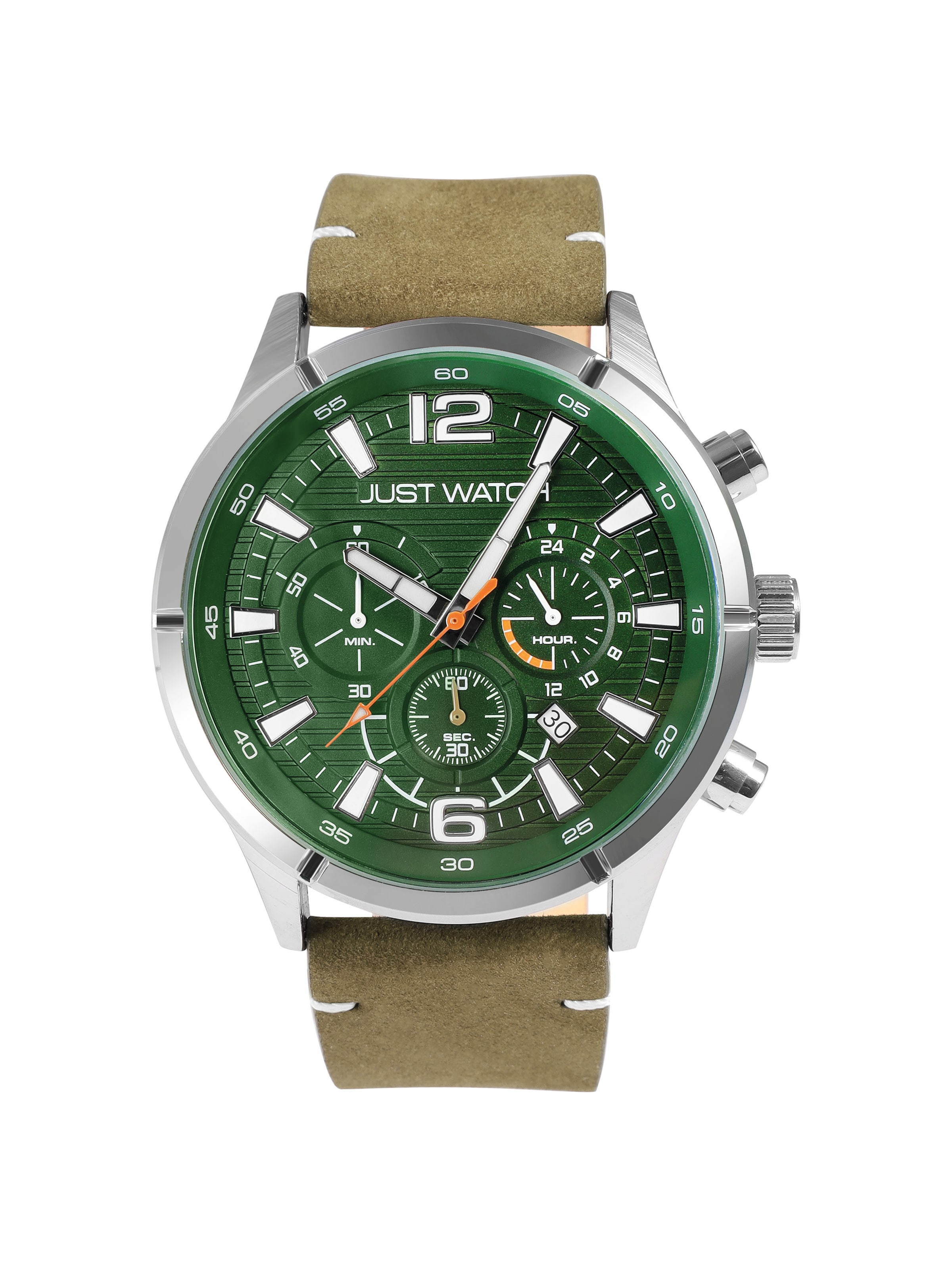 Just Watch Analog Watch 'Evander, Datumsanzeige' in Green: front