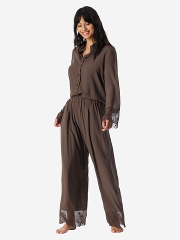 SCHIESSER Pyjama 'Modern Lace'‌‌‌‌‌‌‌ in Braun