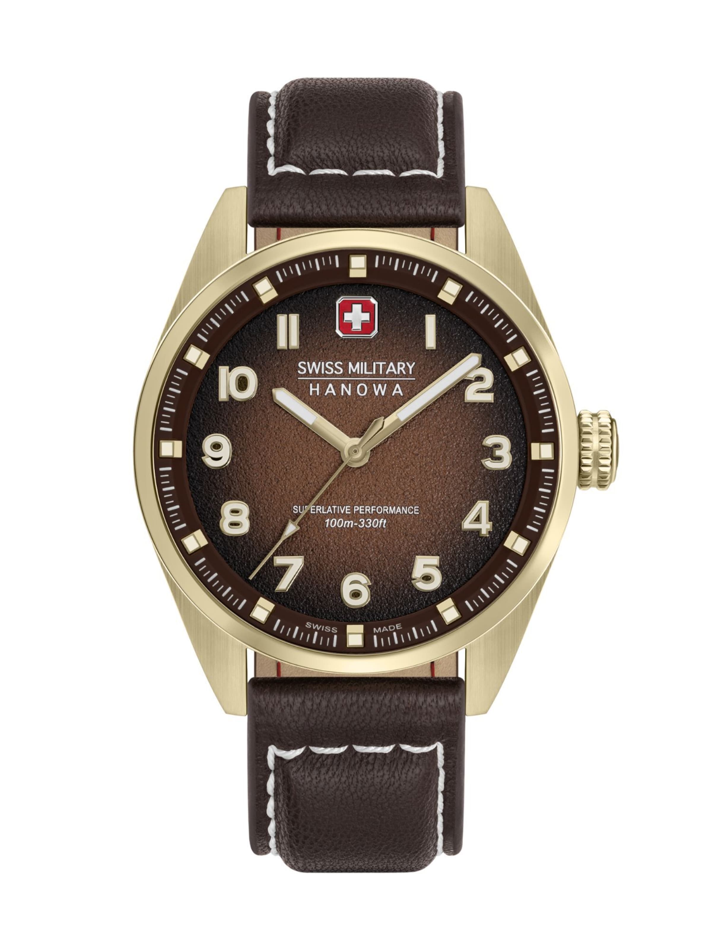SWISS MILITARY HANOWA Analoog horloge 'Greyhound' in de kleur Donkerbruin / Brons, Productweergave
