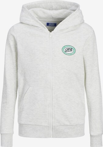 Jack & Jones Junior Zip-Up Hoodie in White: front