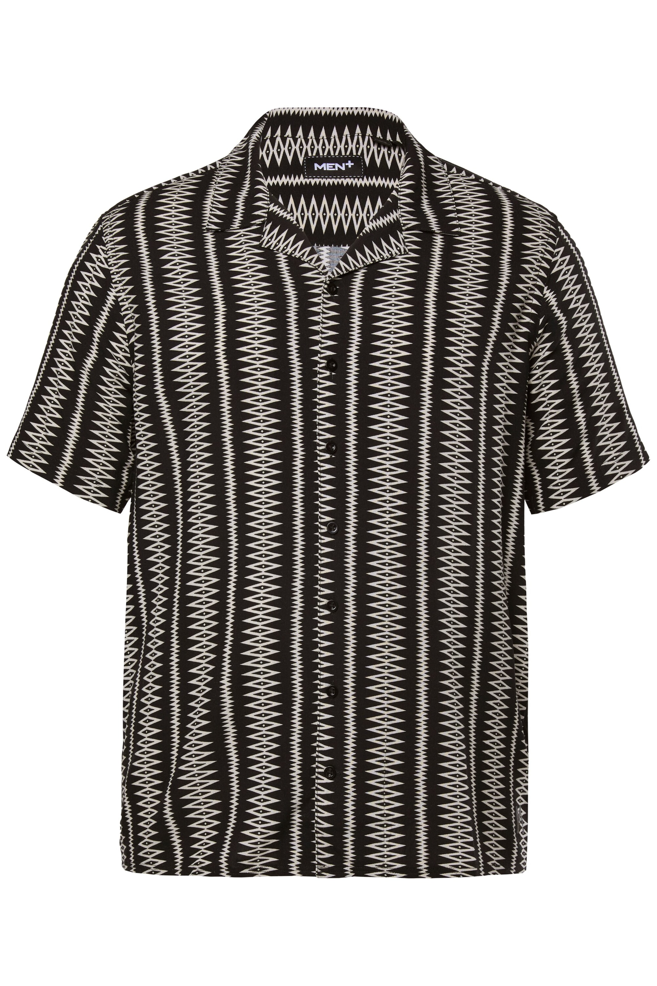 Men Plus Comfort fit Button Up Shirt in Black: front