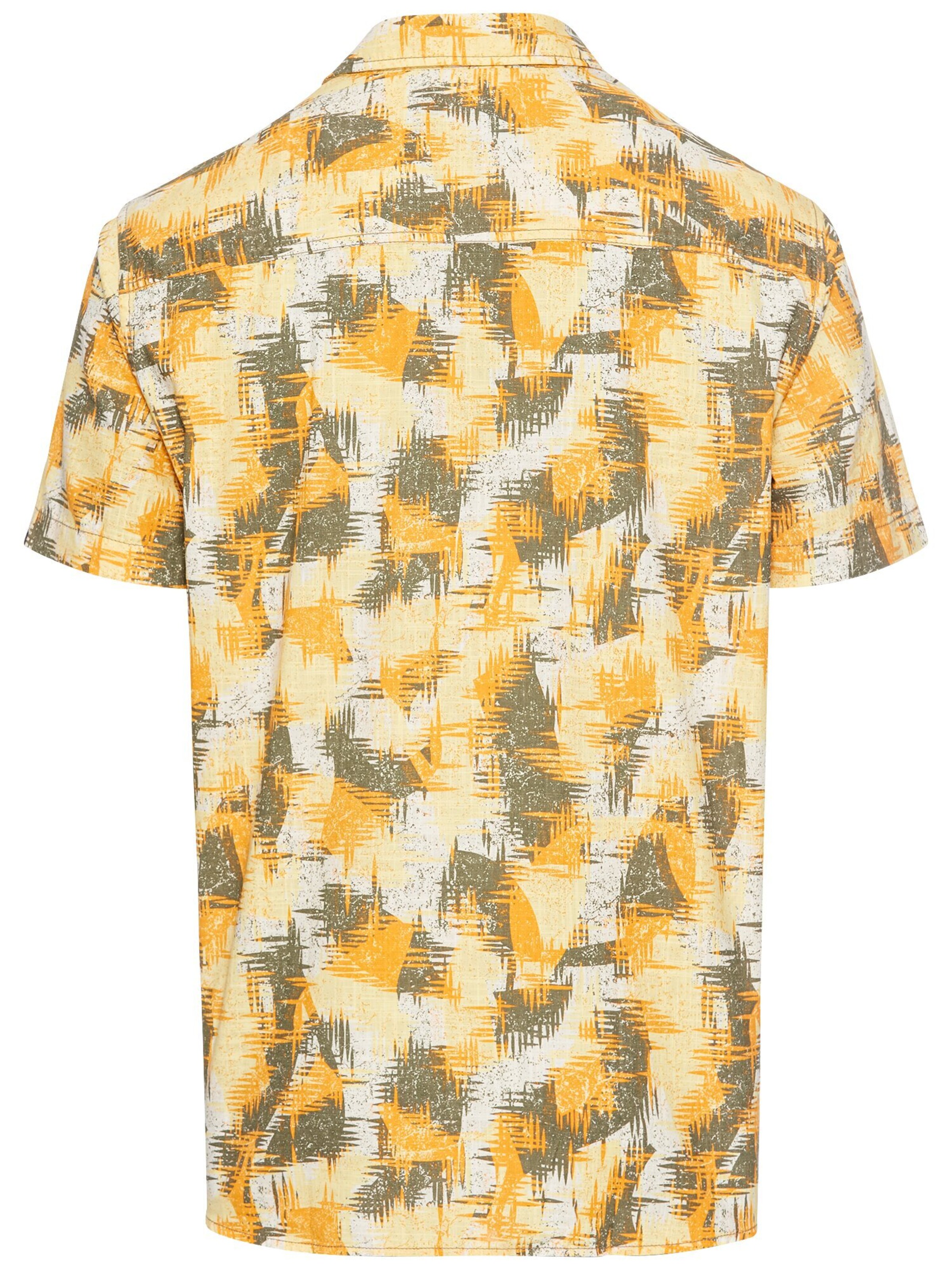 CAMEL ACTIVE Regular Fit Kurzarmhemd mit Strukturmuster in Gelb