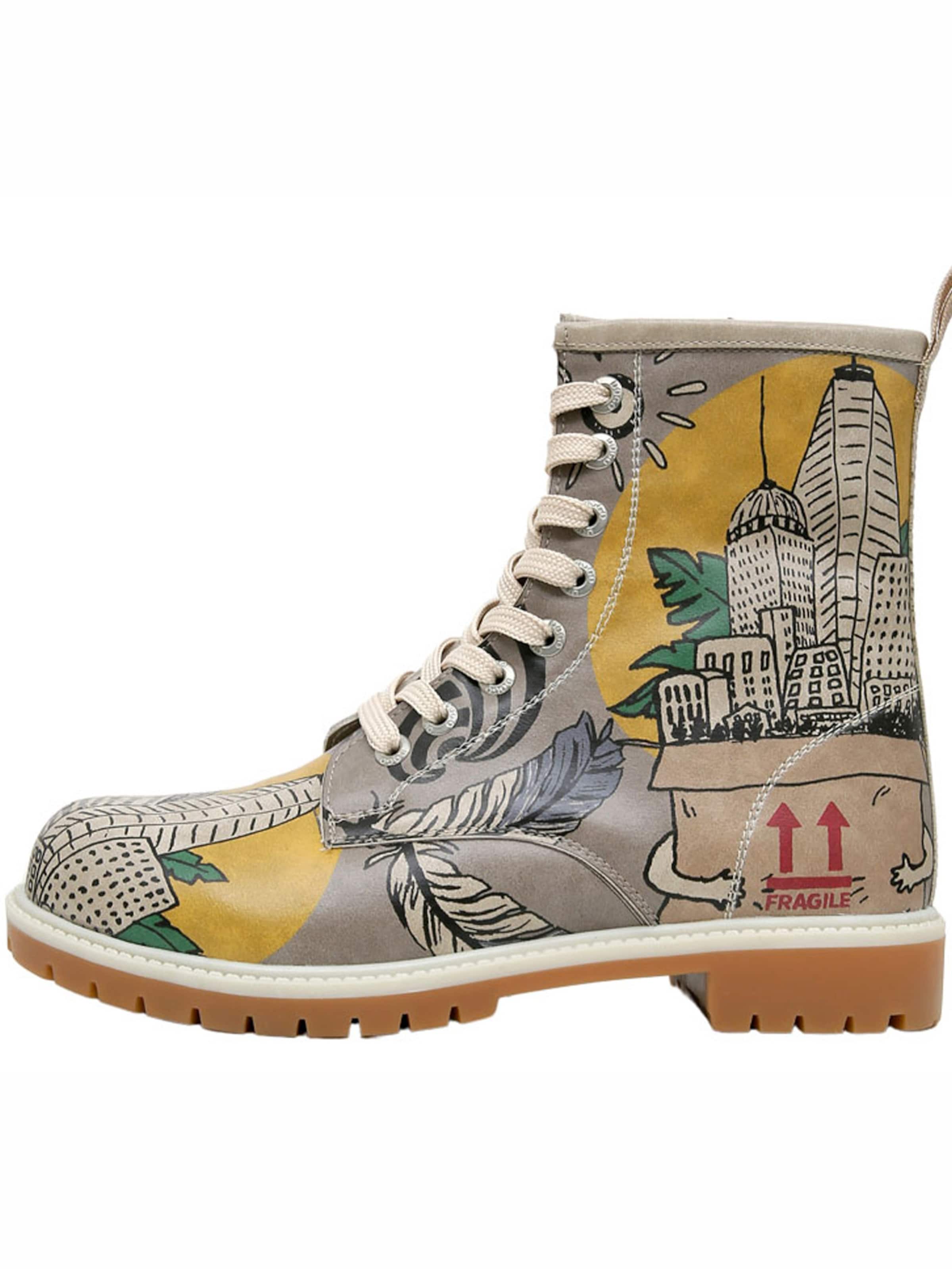 DOGO Schnürstiefel 'Fragile'‌‌‌ in Grau: Vorderseite