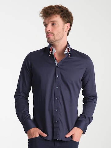 Slim fit Camicia business 'Marco Polo Iconic Satin Man Shirt White' di 7Camicie in blu