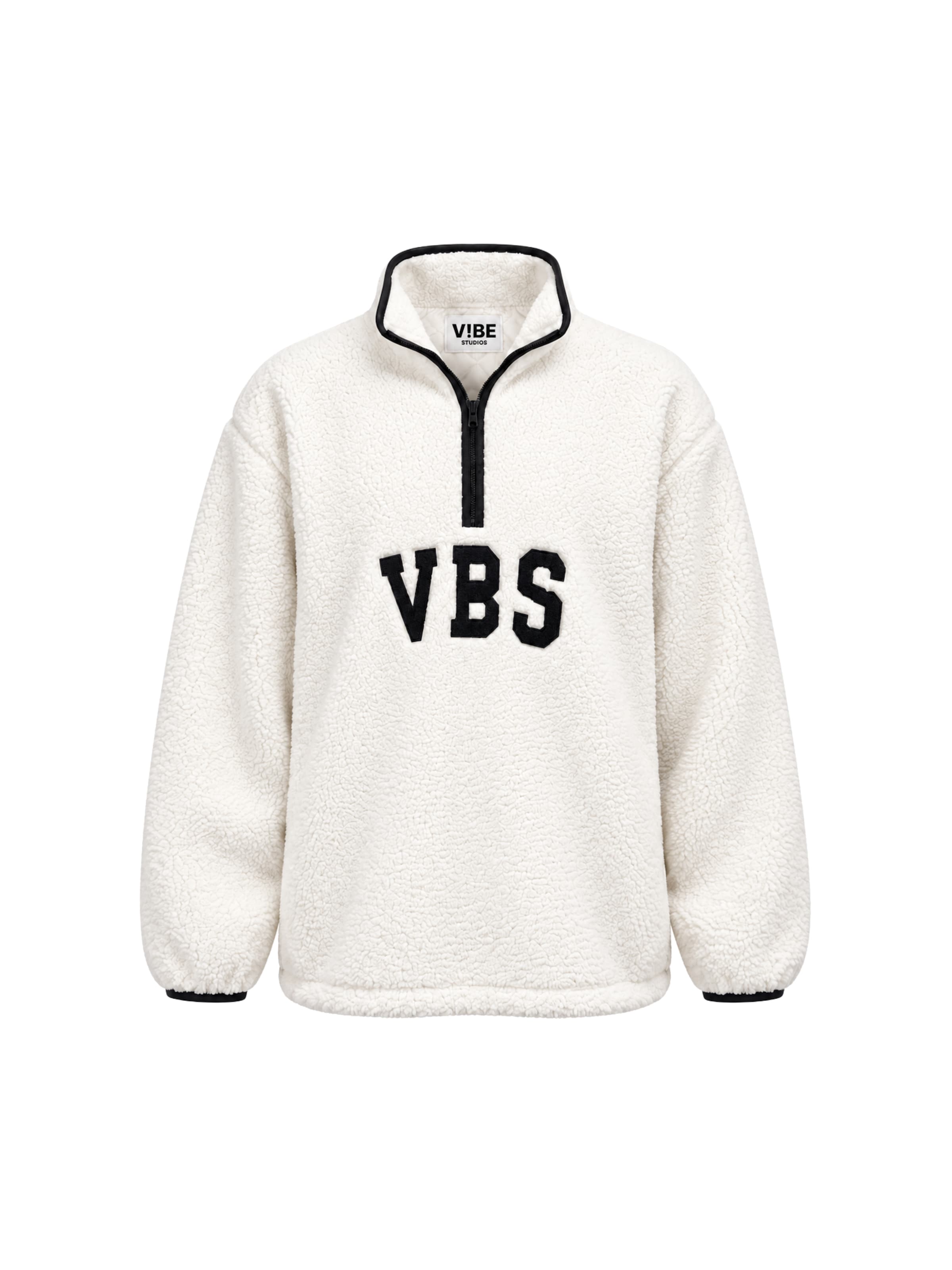 V!BE STUD!OS Sveter - Biela: predná strana