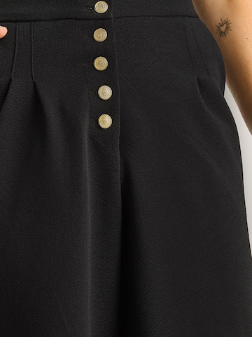 Bianco Lucci Wide leg Bandplooibroek in Zwart