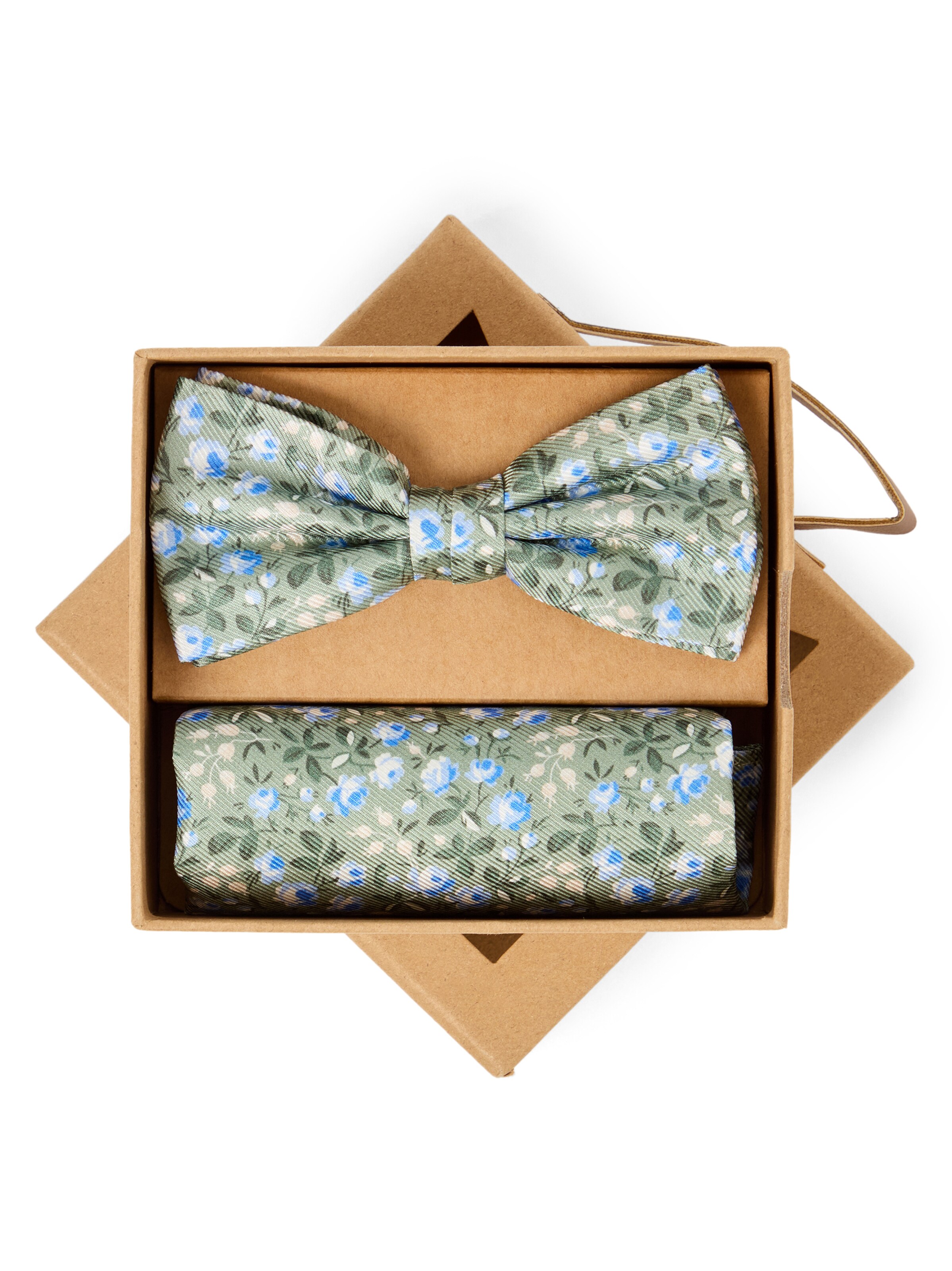 Finshley & Harding London Fliege und Einstecktuch ' ' in schilf, Produktansicht