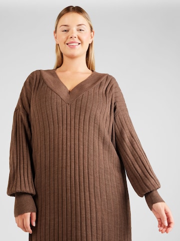 ONLY Carmakoma Knitted dress 'New Tessa' in Brown