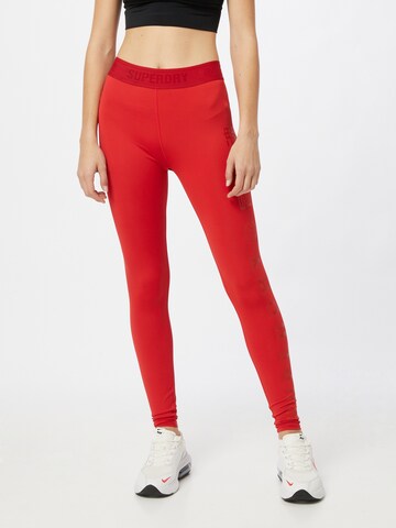 Skinny Pantalon de sport Superdry en rouge : devant