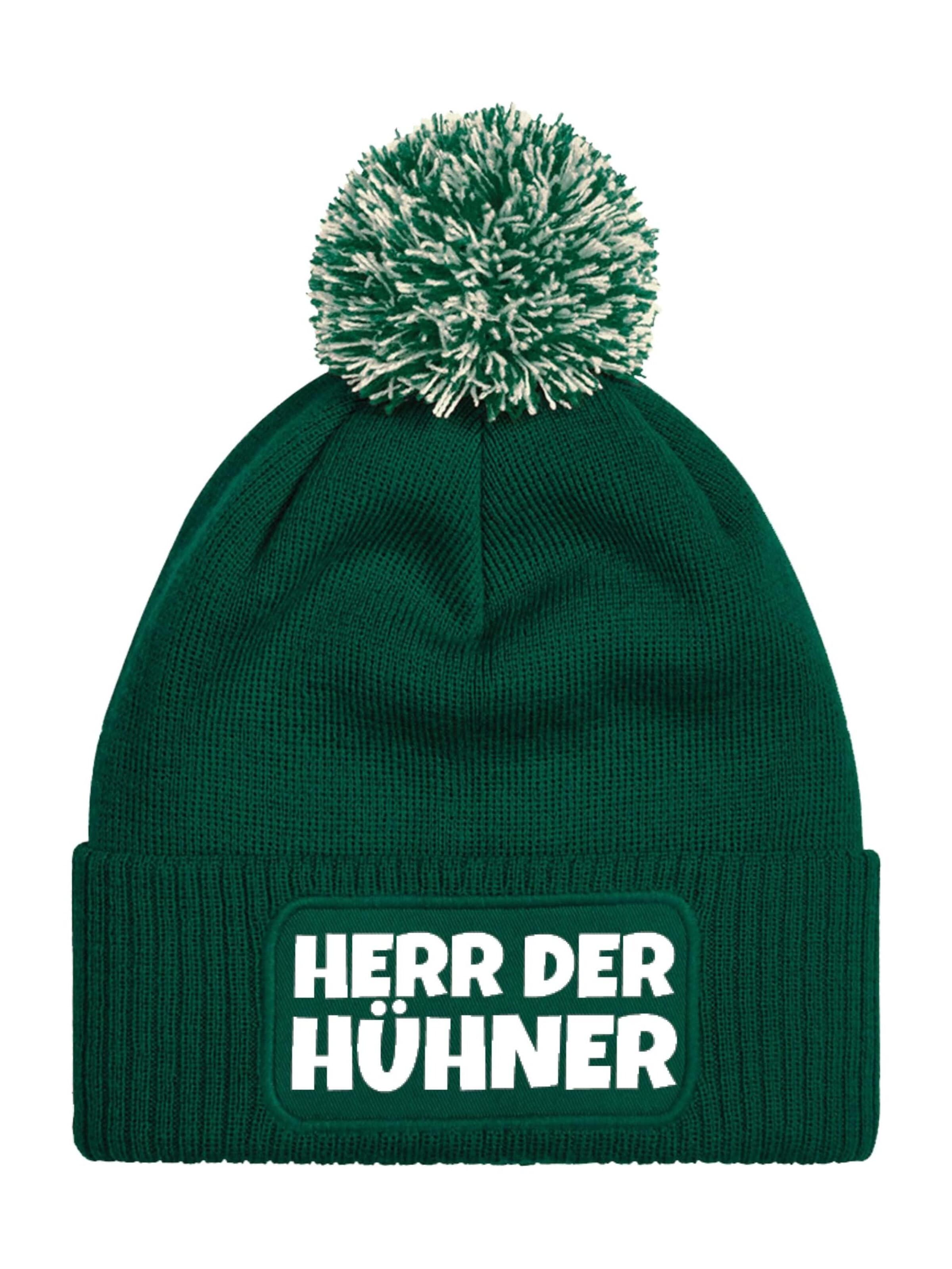 Youth Designz Beanie 'Herr der Hühner' in Green: front