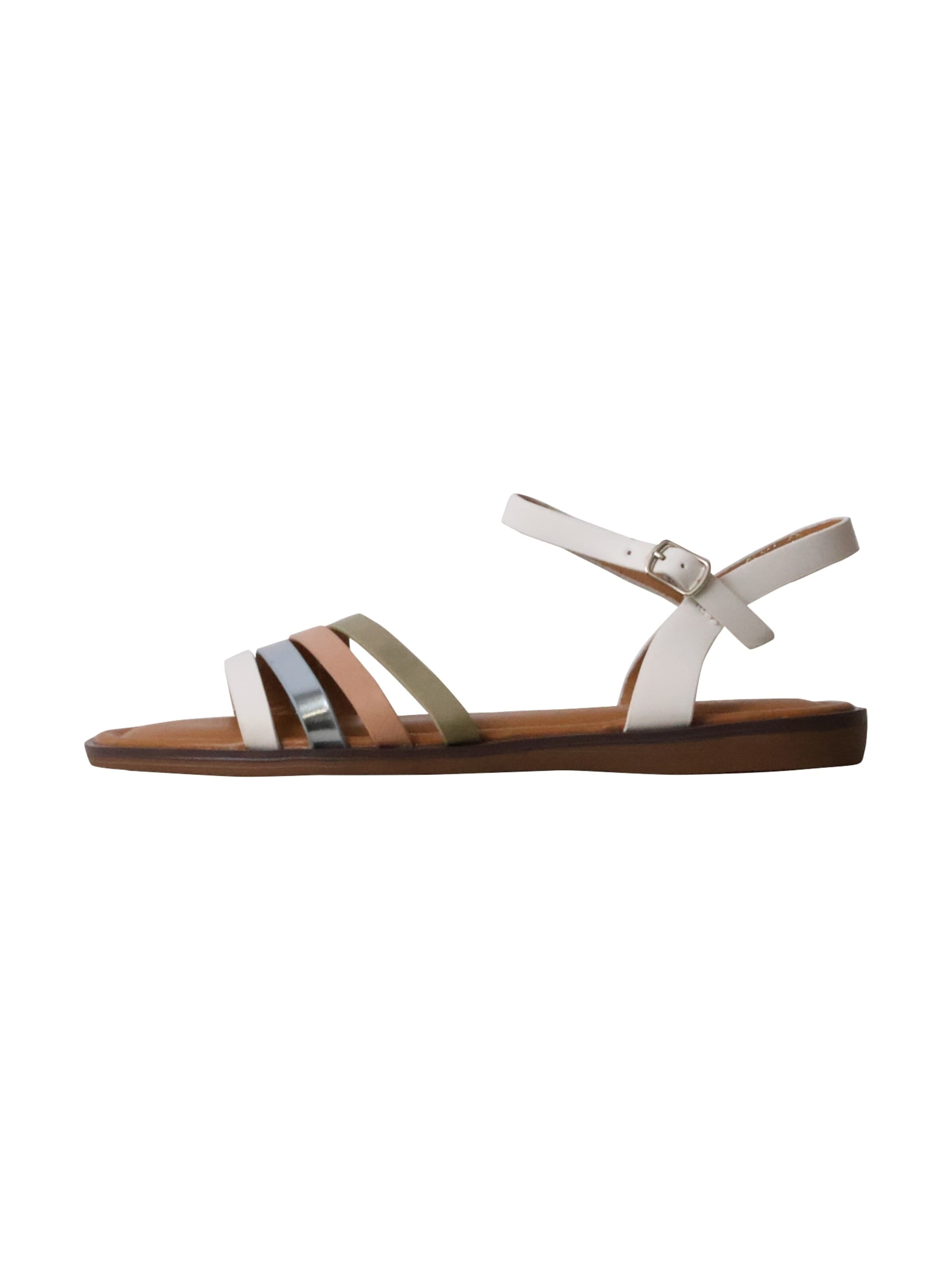 POTI PATI Strap Sandals 'Flache Sandalen mit Riemen' in White: front