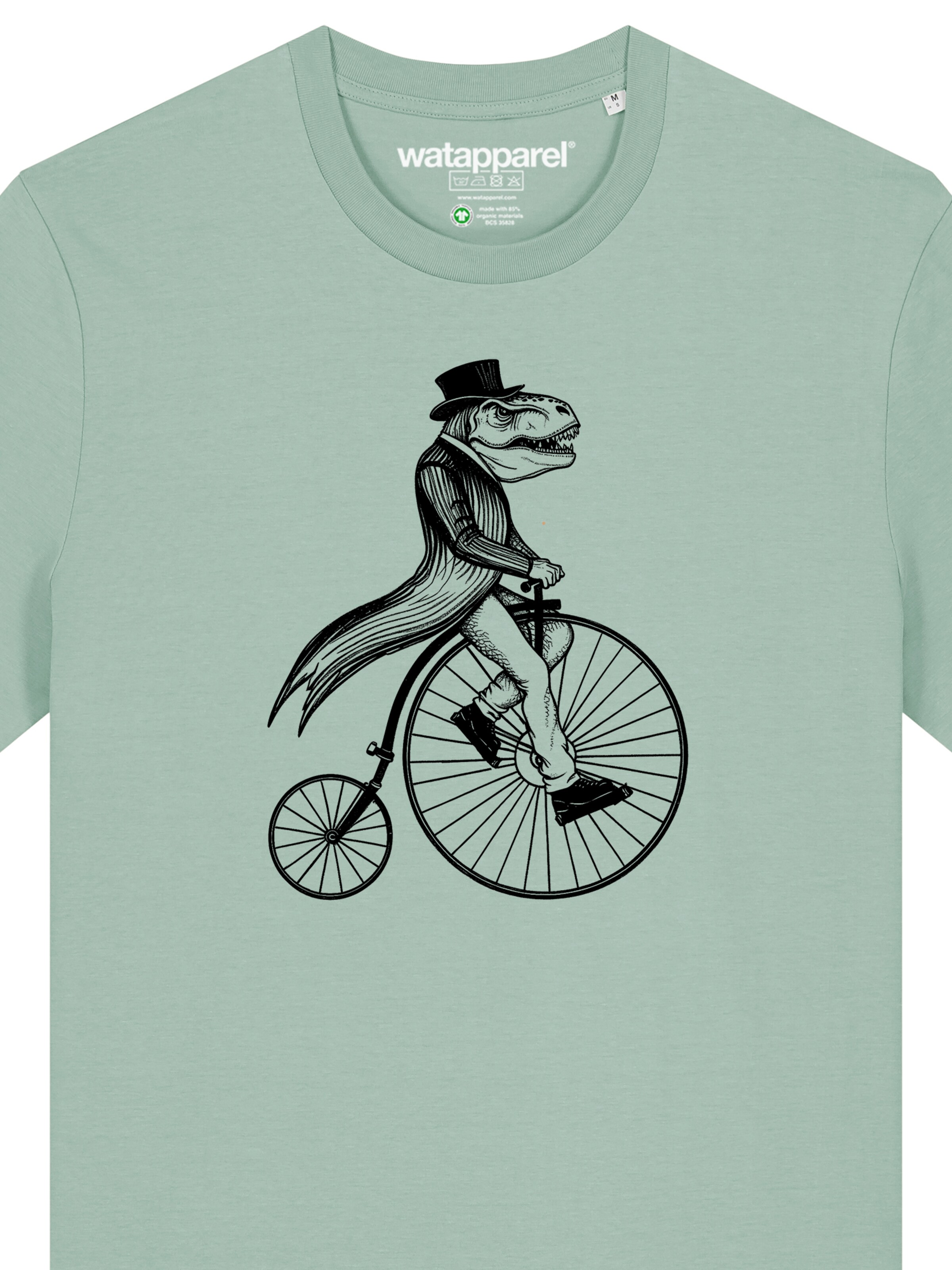 Watapparel Shirt 'T-Rex Auf Fahrrad' in Green