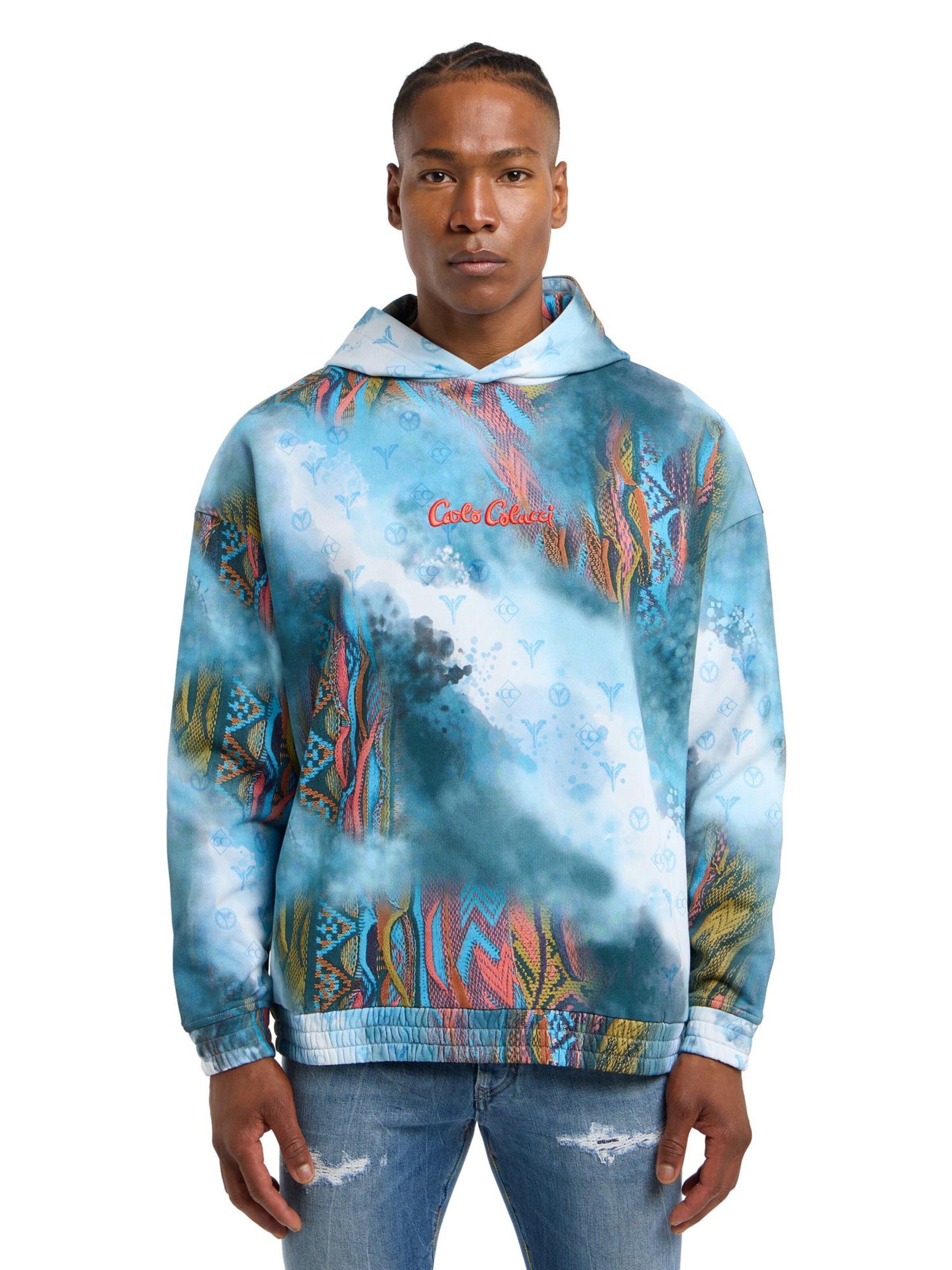 Carlo Colucci Sweatshirt ' Diretto ' in Blauw: voorkant