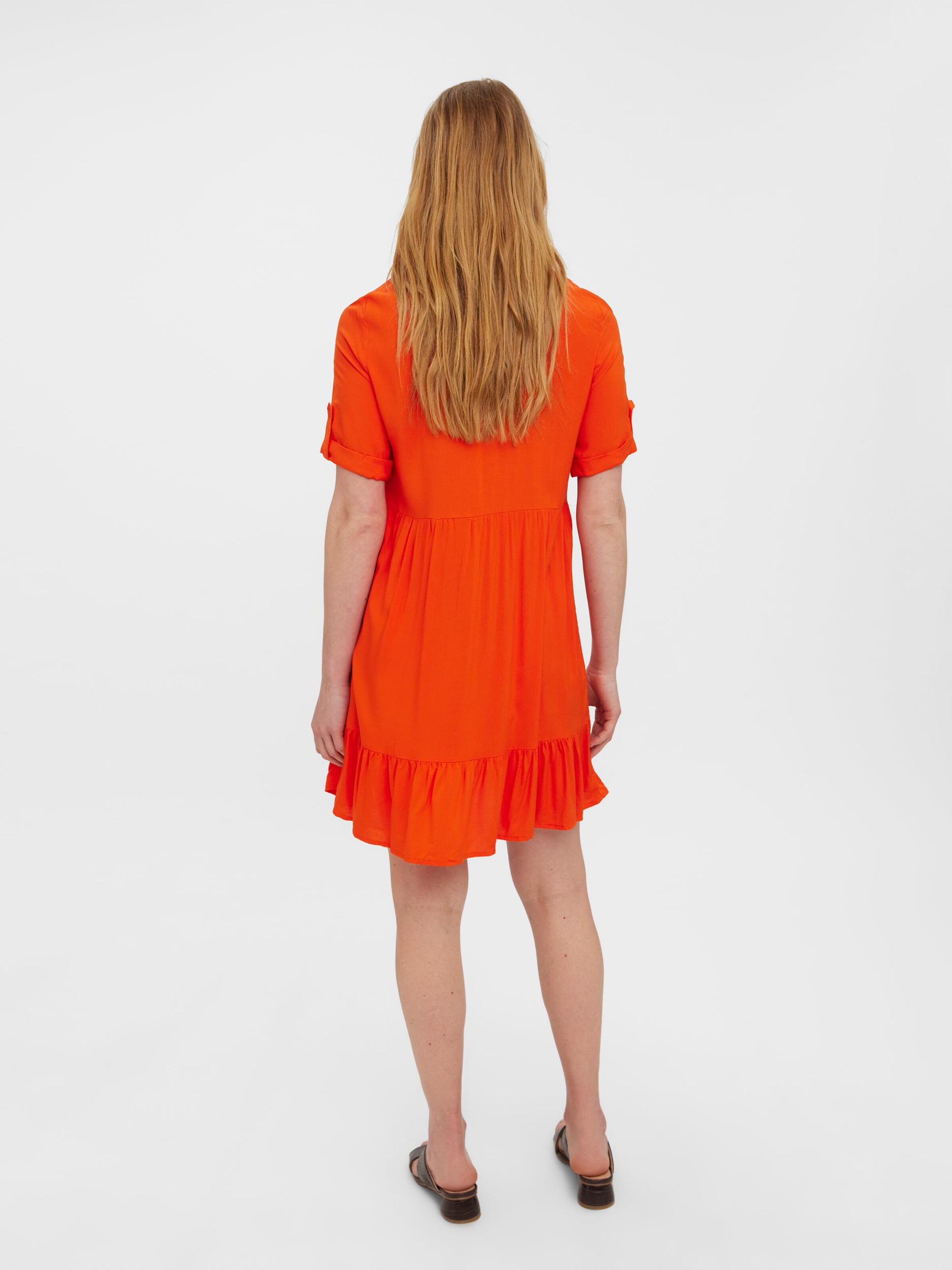 Frauen Kleider VERO MODA Kleid 'Tipi' in Neonorange - DL05160