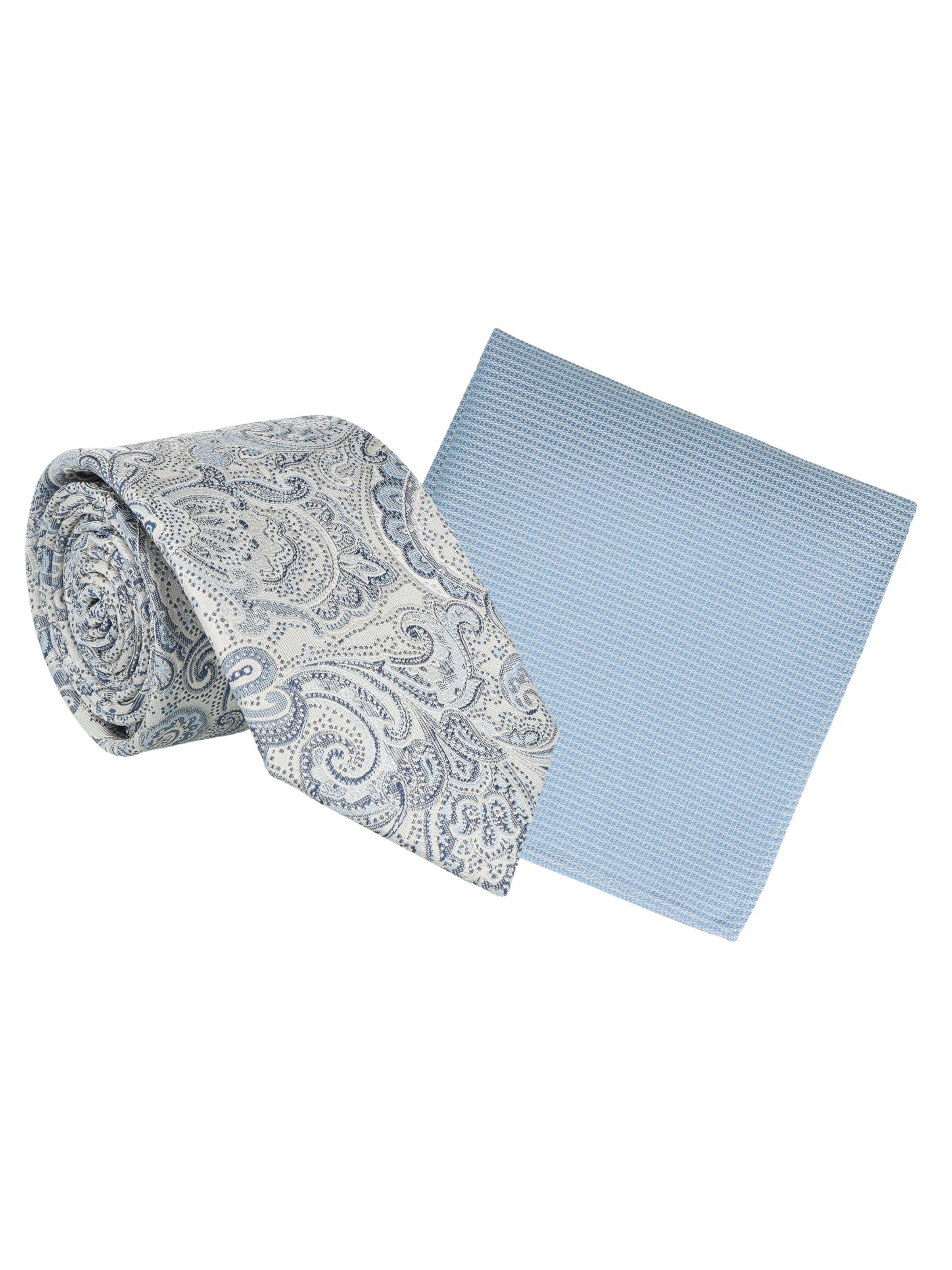 WILLEN Tie 'Paisley / Uni' in Blue: front