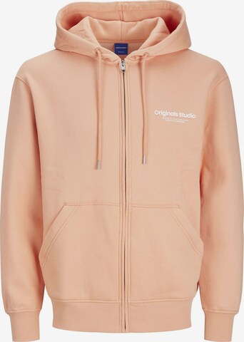 JACK & JONES Zip-Up Hoodie in Orange: front