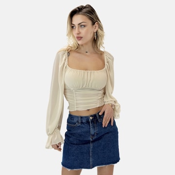 Elara Blouse in Beige: front