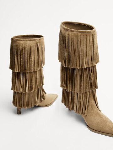 Bershka Kozačky – hnědá