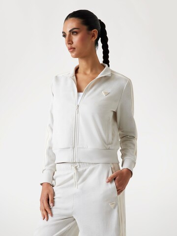 GUESS Sweatjacke in Weiß: Vorderseite
