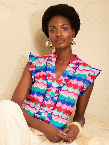 love & roses Blouse in Wit