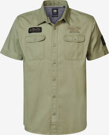 Petrol Industries Regular fit Overhemd in Groen: voorkant
