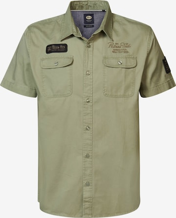 Petrol Industries Regular fit Button Up Shirt in Green: front