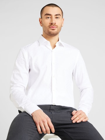 HUGO - Ajuste estrecho Camisa 'Kenno' en blanco