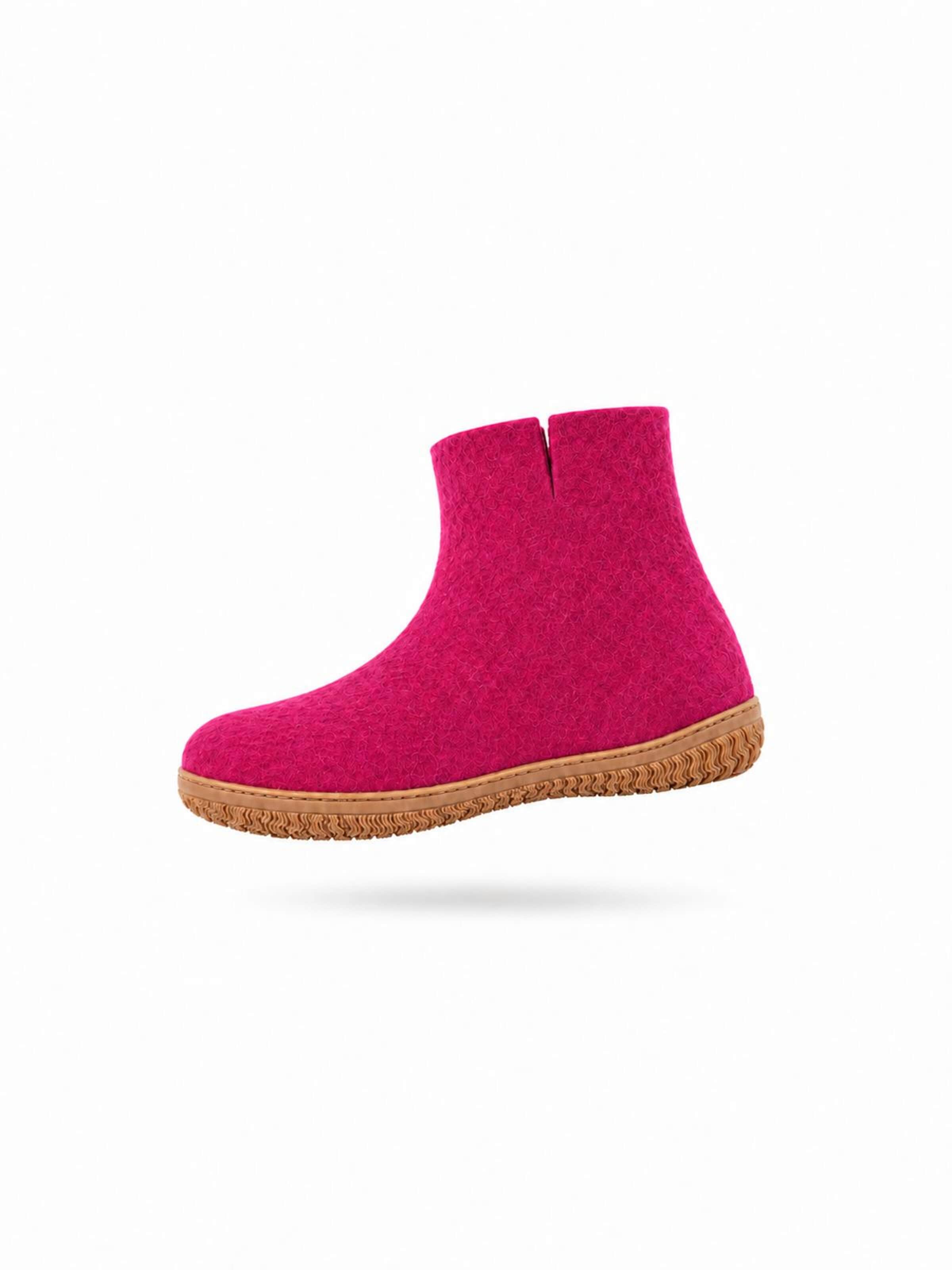 SHUS walk with nature Hjemmesko 'Filthjemmesko med høj skaft af 100% ren uld - Model Pink m/gummisål – Dansk Design fra SHUS' i pink: forside