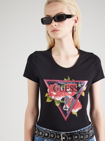 juoda GUESS Marškinėliai 'ROSES'