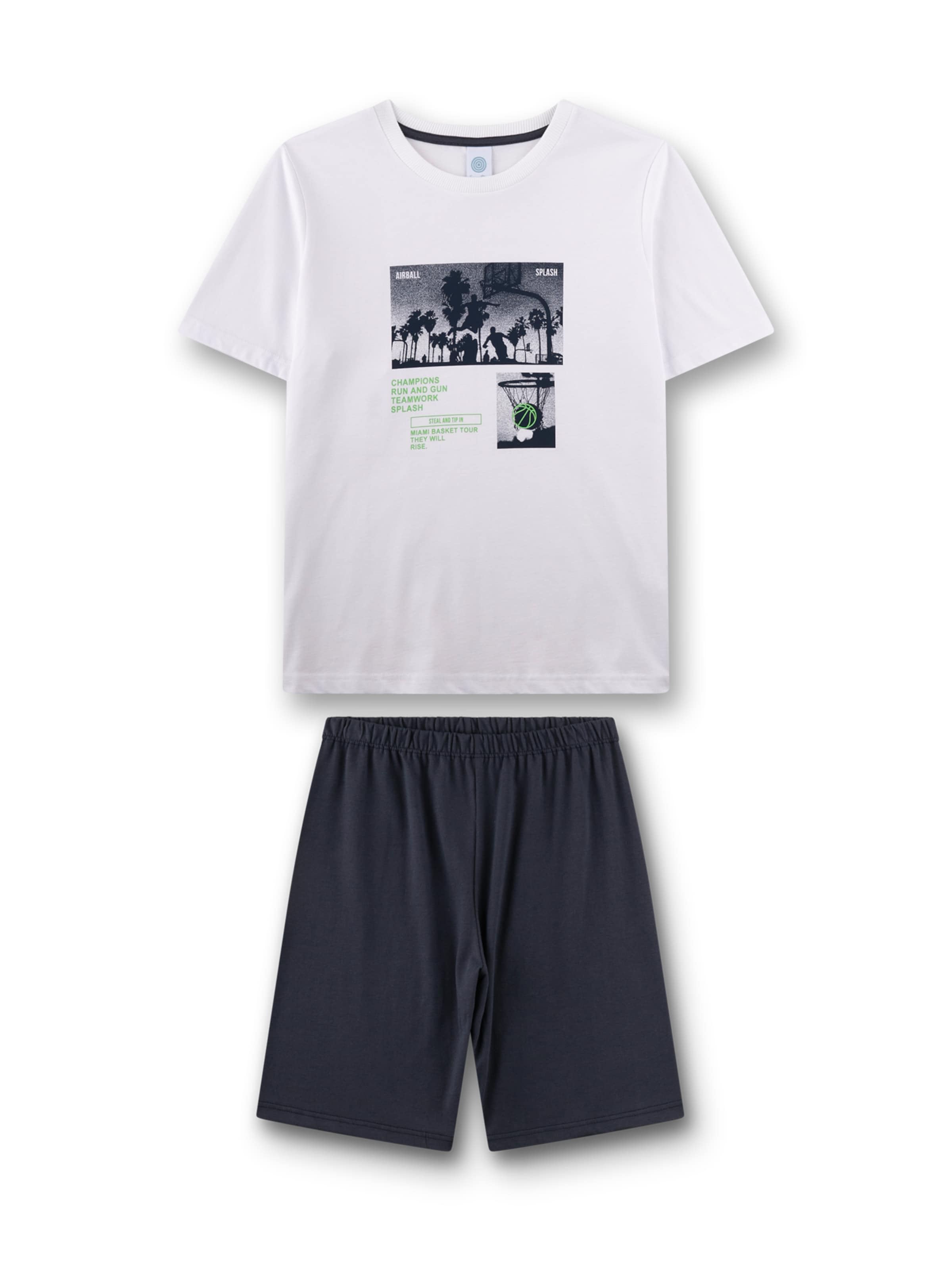 Sanetta Schlafanzug 'Basketball' in Weiß: Vorderseite