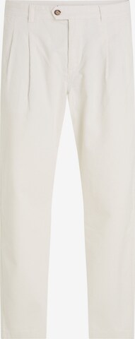 TOMMY HILFIGER Regular Pleat-Front Pants in White: front