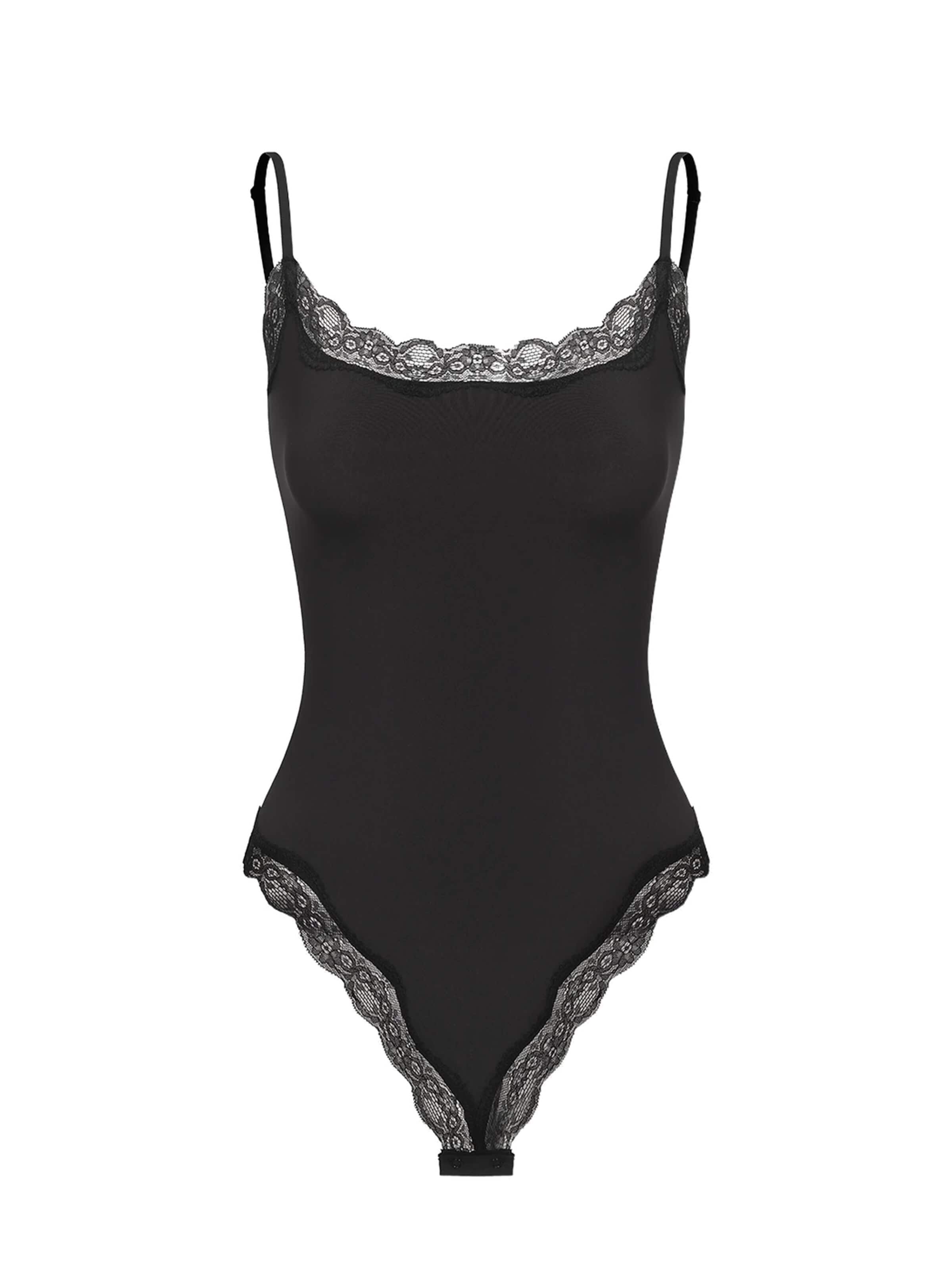cfab (formerly creamy fabrics) Body 'Bodysuit String mit Lace' i svart: framsida