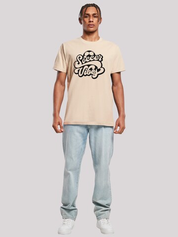F4NT4STIC T-Shirt 'Soccer Vibes Typography Sporty Graphic' in Beige