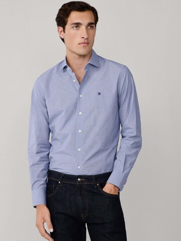 Hackett London Regular fit Zakelijk overhemd 'Puppytooth' in Blauw: voorkant