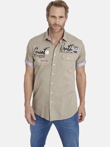 Jan Vanderstorm Regular fit Button Up Shirt 'Ajule' in Beige: front