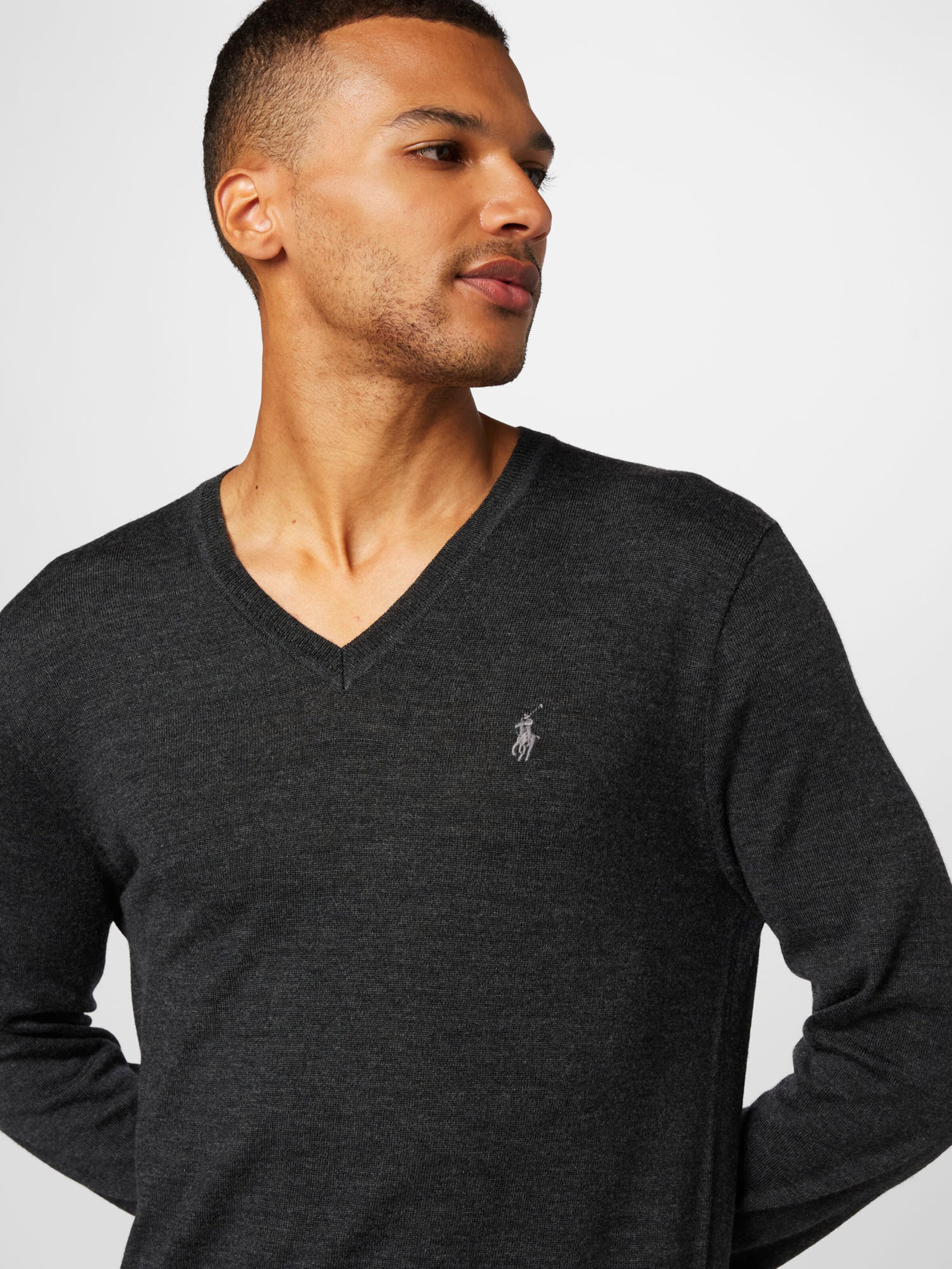 Grey ralph lauren v neck best sale sweater