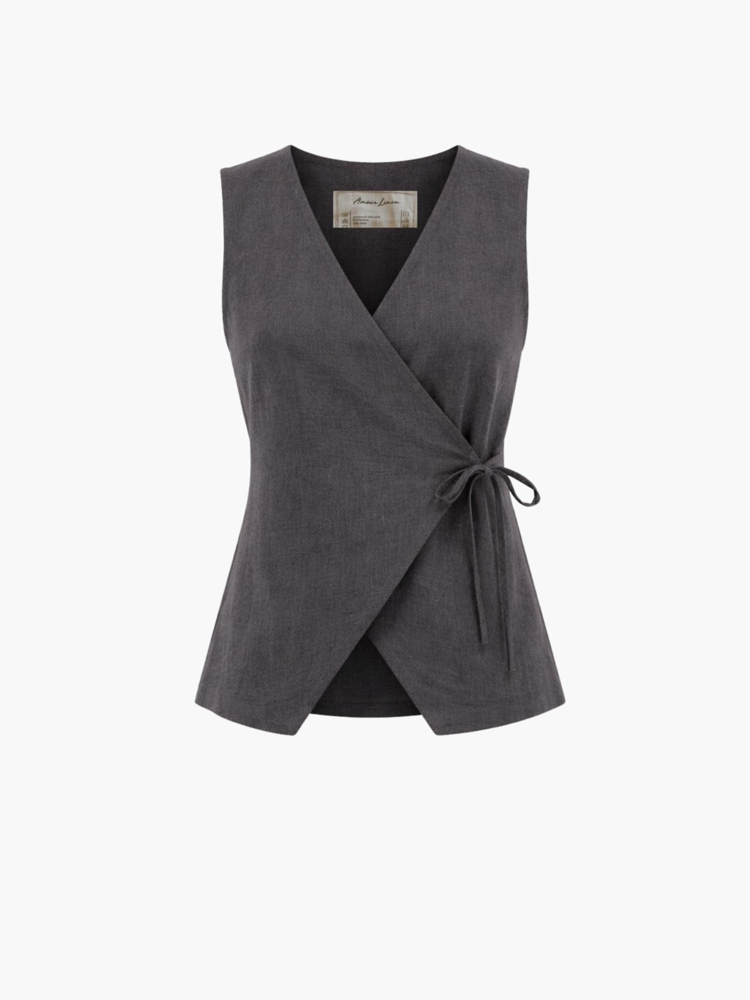 AmourLinen Top 'Blanca' in Grey: front