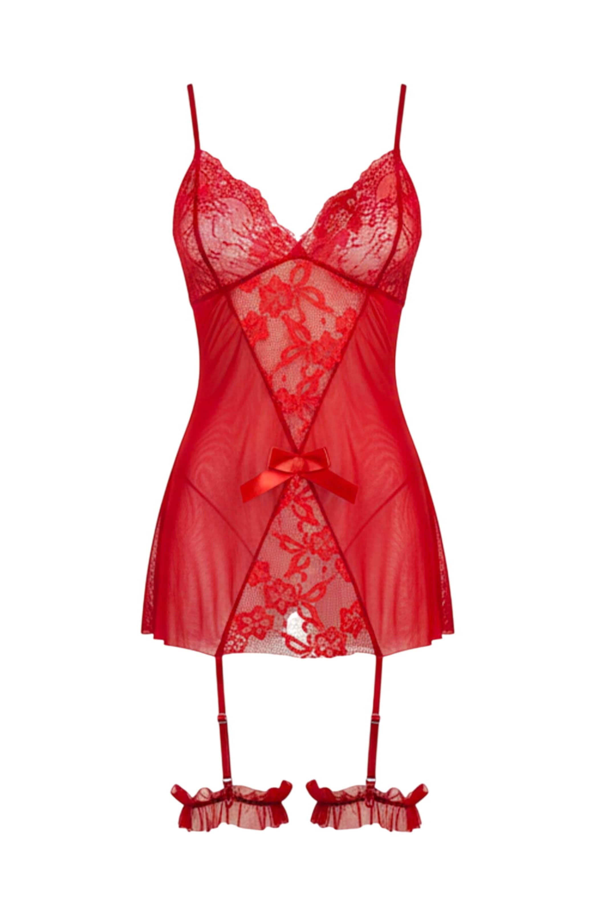 C&City T-shirt Negligé in Rood: voorkant