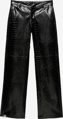 Pull&BearWide Leg/ Široke nogavice Hlače - crna boja: prednji dio