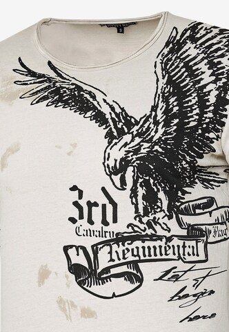 Rusty Neal T-Shirt mit modernem Front & Back Print 'American Eagle' in Beige