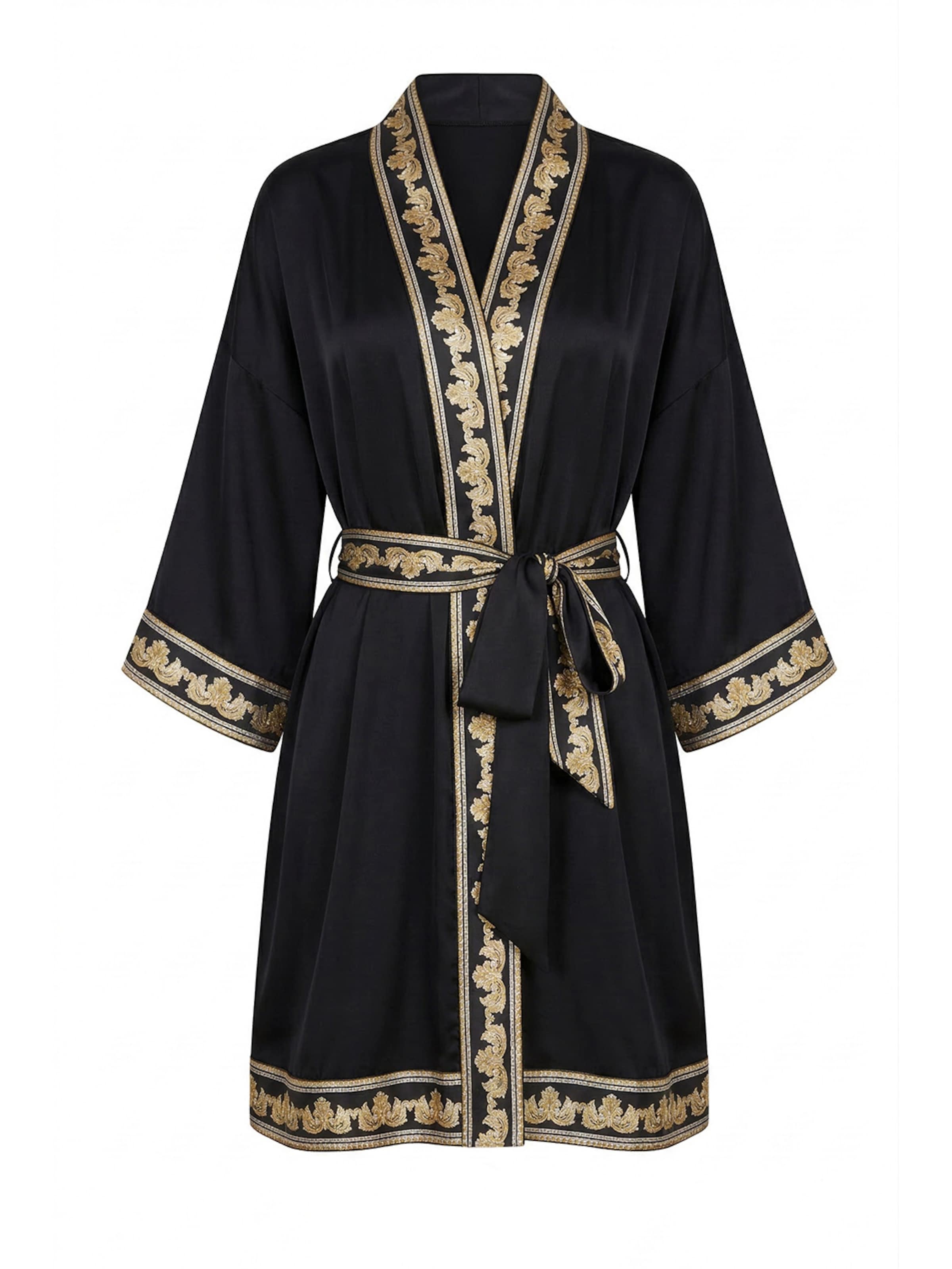 Vivi Idee Dressing Gown 'Kimono' in Black: front