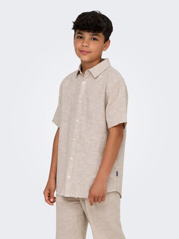 Only & Sons Junior Slim fit Overhemd 'OSJCaiden' in Beige: voorkant