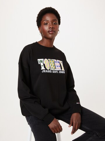 Tommy Jeans Sweatshirt in Zwart: voorkant