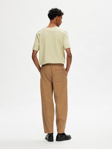 SELECTED HOMME Loose fit Trousers 'MARK' in Brown