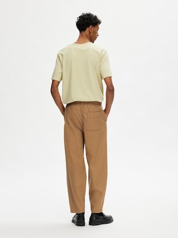 SELECTED HOMME Loose fit Pants 'MARK' in Brown
